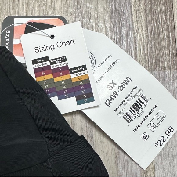 Plus Size Women's Black Swimsuit Skorts NWT 3X 24/26 - Picture 3 of 10